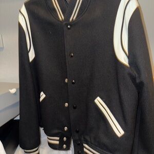 Saint Laurent Black Teddy Varsity Jacket